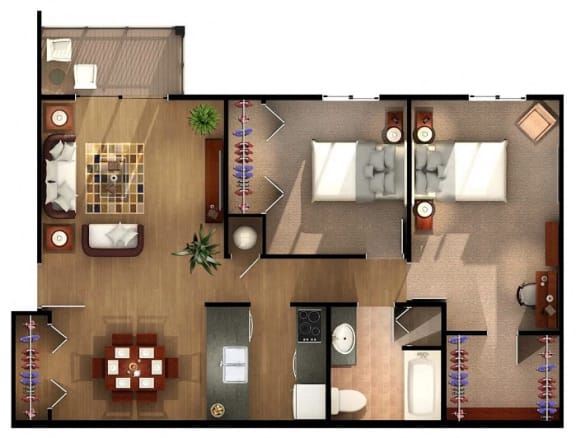 Floor Plan  Two Bedroom One Bath