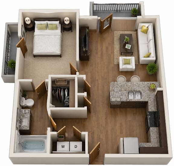 1Bed/1Bath - Two Balconies