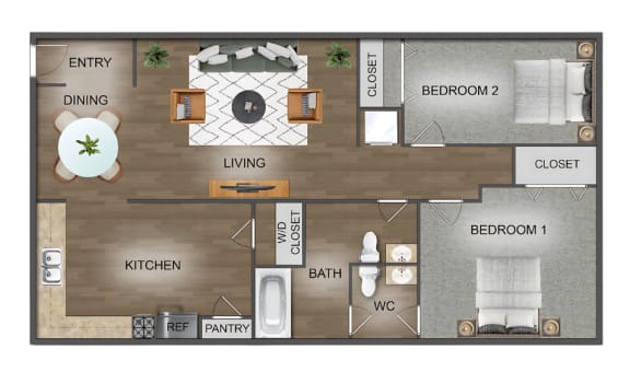 Floor Plan  a 1 bedroom floor plan  apartments  the residences at sawmill estates