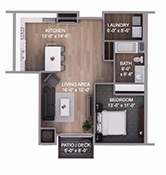  Floor Plan 1 Bedroom 1 Bath