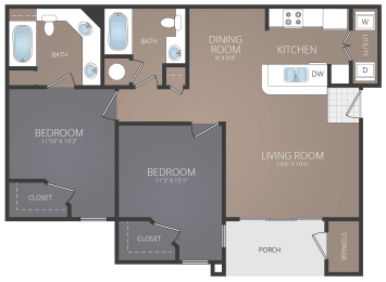 B1 Floor Plan at Promenade at Carillon, St. Petersburg, FL, 33716