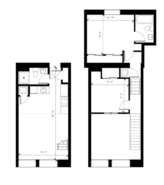 plan of the upper and lower floors of a house