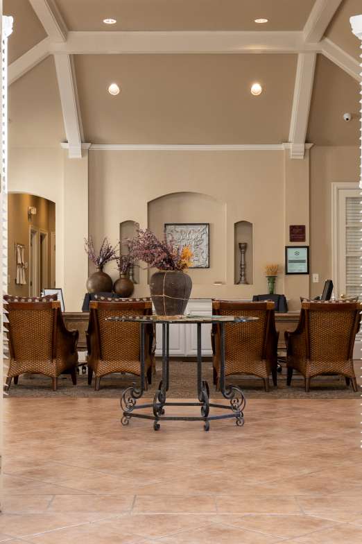 A comfortable and inviting living area inside the clubhouse at The Enclave at Town Center.