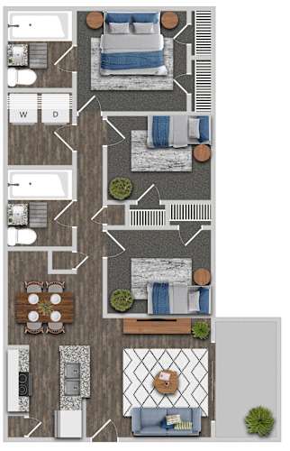 Floor Plan  3 bedroom b Floor Plan at Greens at Stonecreek, Georgia