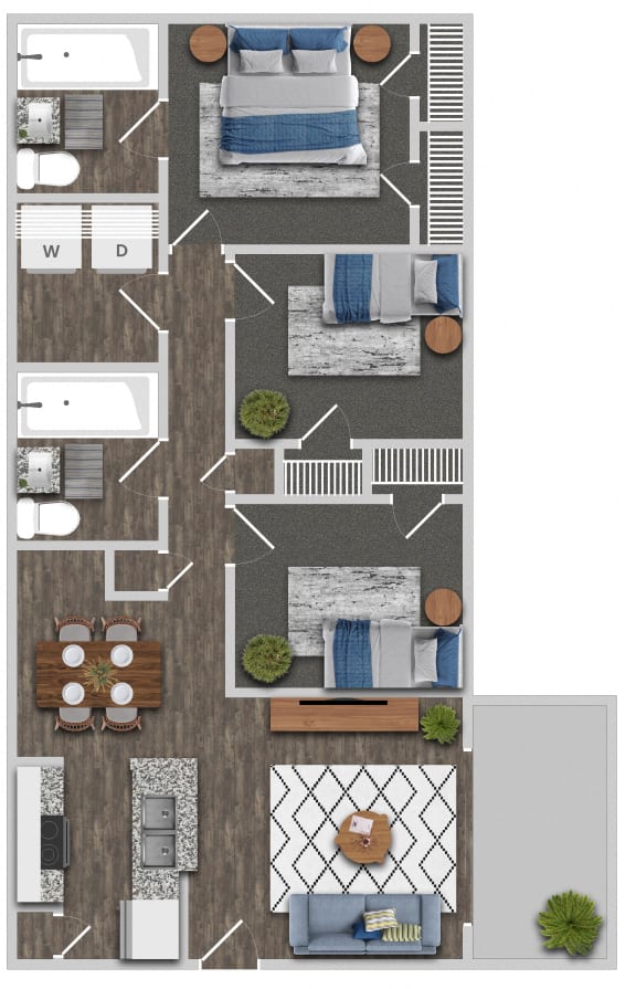 Floor Plan  3 bedroom b Floor Plan at Greens at Stonecreek, Georgia