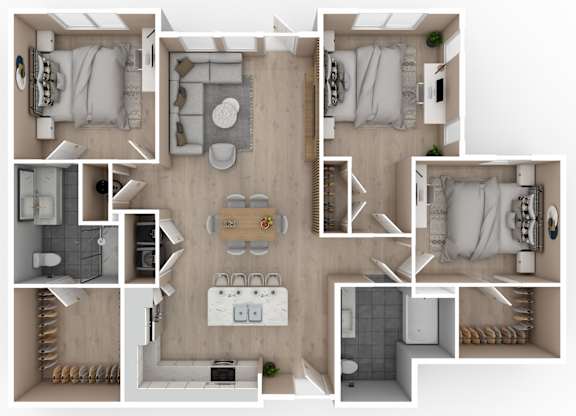 Floor Plan  3 Bed 2 Bath Floor Plan |  1,344 Sq. Ft. at Saltaire Apartment Homes in Santa Rosa Beach, 32459