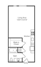 St Luke's Apartments in Seattle, Washington Studio Floor Plan