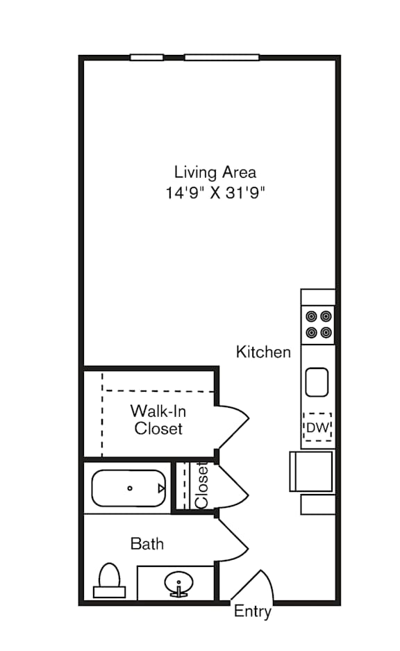 St Luke's Apartments in Seattle, Washington Studio Floor Plan