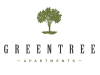 a logo for green tree apartments