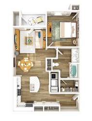 250 West Apartments in Florence, South Carolina One Bedroom Floor Plan