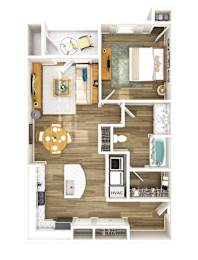 250 West Apartments in Florence, South Carolina One Bedroom Floor Plan