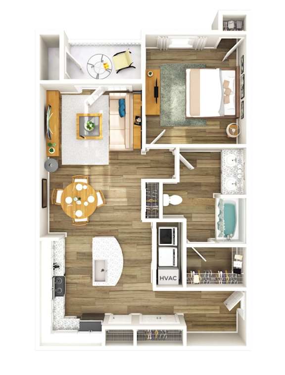250 West Apartments in Florence, South Carolina One Bedroom Floor Plan