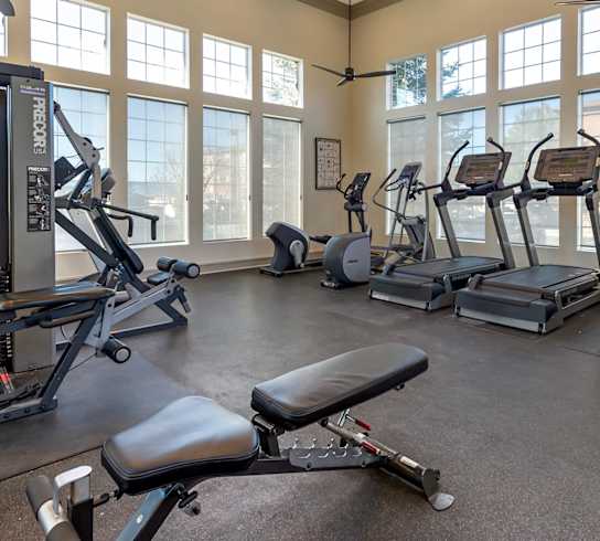 take advantage of the fitness center at the enclave at woodbridge apartments in sugar land, tx