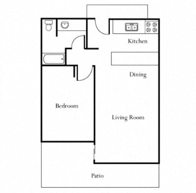 Spacious One Bedroom/One Bath Floor Plan 710 Sq.Ft. at Highlander Park Apts, Riverside