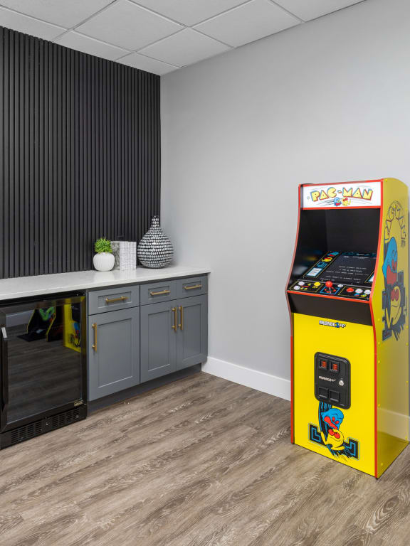 a room with consoles and other games