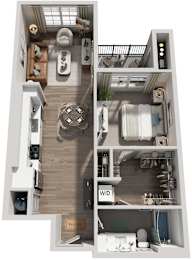 1 Bed 1 Bath Floor Plan | 784 Sq. Ft. at Canopy at Ginter Park Apartments in VA 23227
