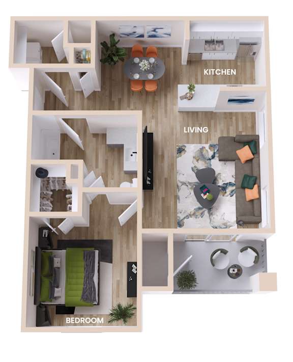 A floor plan of a house with labeled rooms.