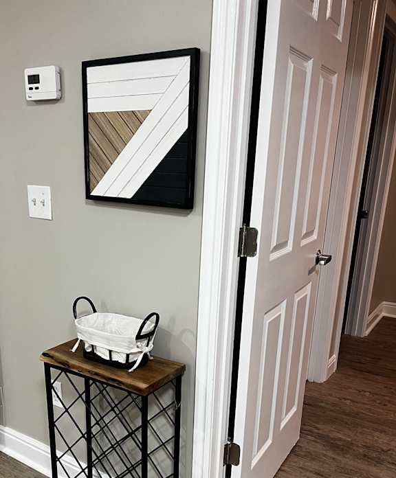 an overhead view of a laundry room with a sink and a drawer