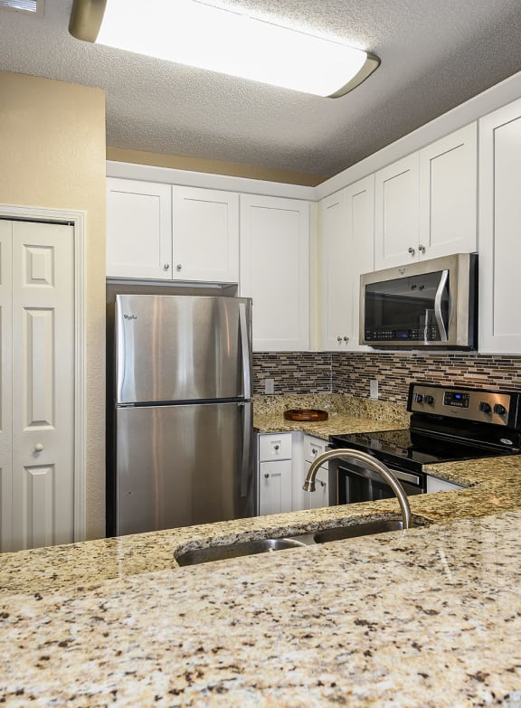 Kitchen with Stainless Steel Appliance at Ocean Park Apartments in Jacksonville. FLs