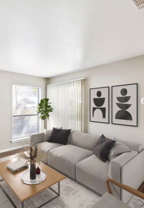 a living room with a couch and a coffee table at Great Hills, Austin, TX, 78759