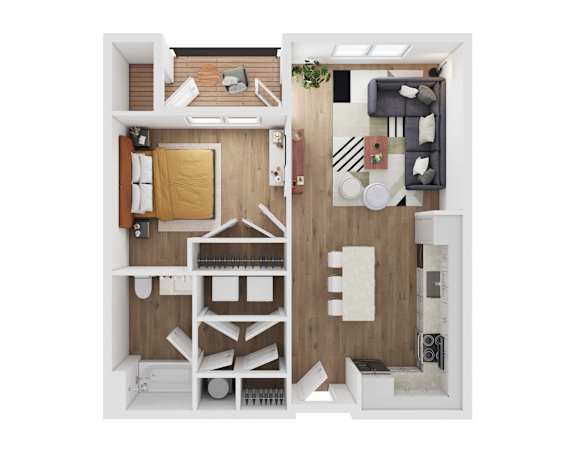 Floor Plan  1 Bed, 1 Bath Floor Plan | 735 Sq. Ft. at Union at Tryon in NC 28262
