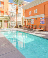 A swimming pool in a residential area.