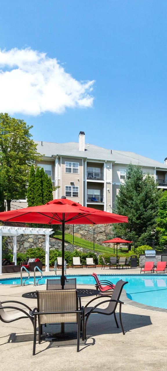 our apartments have a resort style pool and patio