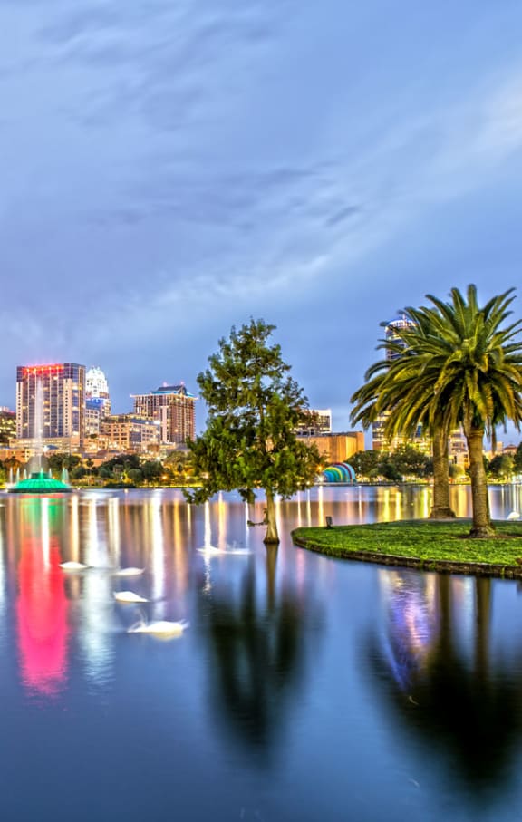 Lake view  at Hibiscus Place Apartments in Orlando, FL, 32808