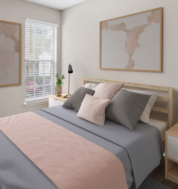 Modern Bedroom at Station Heights Apartments in Alpharetta, GA, 30022