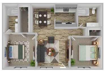 2 Bed 2 Bath Floor Plan at Gilbert Square Apartments, Mesa, 85203