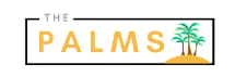 A logo with the text "The Palms" and an image of a palm tree.