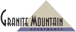 a triangular logo with the words grande mountain apartments on a white background