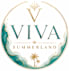 A logo with the word "VIVA" in the center and "SUMMERLAND" below it.