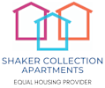 A logo for Shaker Collection Apartments, an equal housing provider.