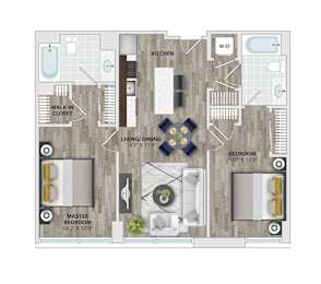 2B1 Floor Plan at 1405 Point, Baltimore