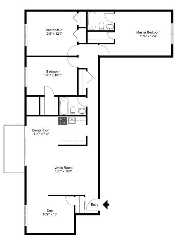 Floor Plan  Three Bedroom with Den