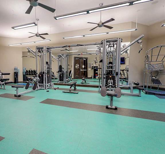 Gym with a exercise bike at Civic at Frisco Square Apartments, Frisco