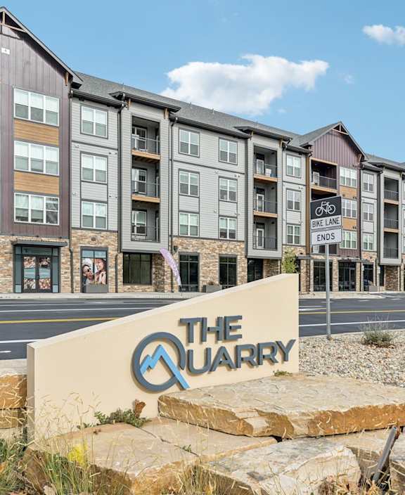 Property signage at The Quarry Luxury Apartment Homes, Fort Collins, CO, 80526