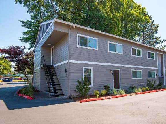 Francis Park apartments building front and entryway stairs 