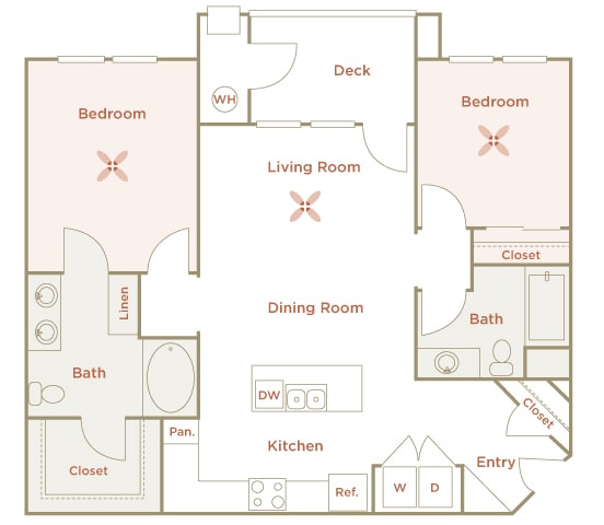 Quinn Crossing - Briones (B1) - 2 Bedroom and 2 bath - 2D Floor plan