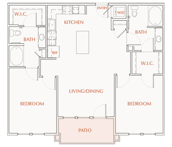 B2 - 2Bed 2Bath - 1163SF - 2D