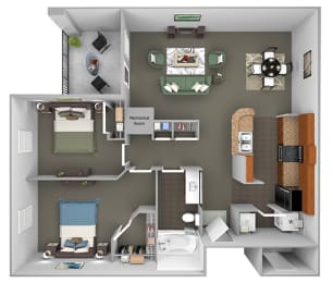 Delano at Cypress Creek - B1 (Beacon) - 2 bedrooms and 1 bath - 3D Floor Plans