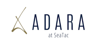 A logo with the text "ADARA at SeaTac" next to a stylized letter "X".