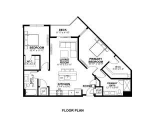 2 Bed 2 Bath Floor Plan | 1,040 Sq. Ft. at The Prescott Luxury Apartments in Austin, TX