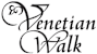 A black and white image of the word "Venetian Walk".
