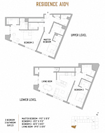 A floor plan for Rose Hall Residence A104 by Madison Downtown Rental Residences.