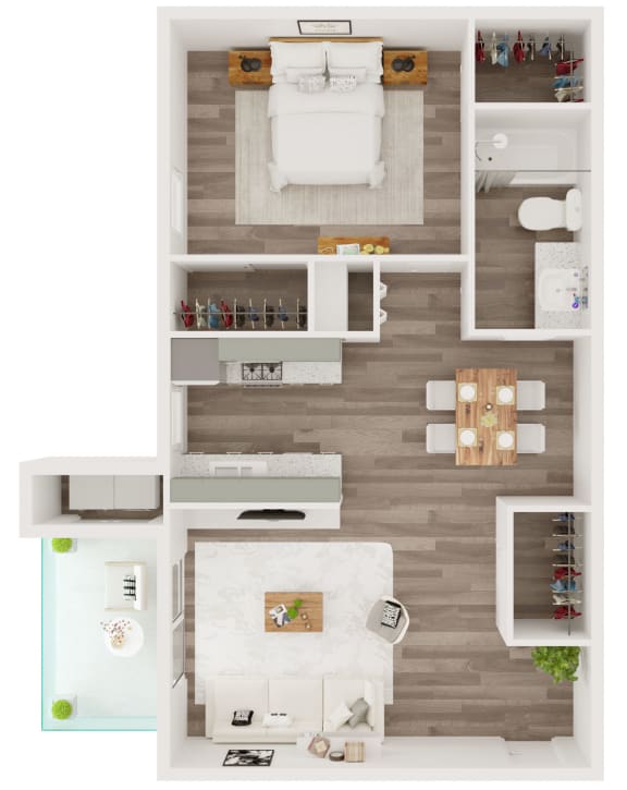 A2 Floor Plan at Water Ridge Apartments, CLEAR Property Management, Irving, TX, 75061