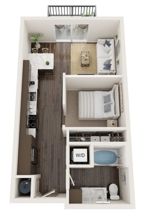 Studio 1 bath floor plan at The Clearing at ONE28, Kansas, 66062