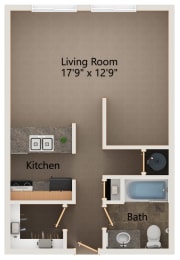 Floor Plan  Bonsai studio floorplan at highland view apartments