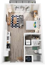 Studio 1 Bath Floor Plan | 460-472 Sq. Ft. at Vista Brooklynn Apartments, in Jacksonville, 32202